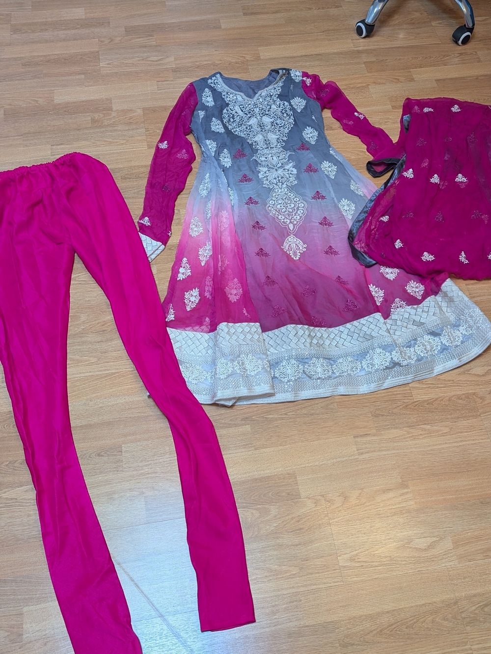 Magenta and Gray Ethnic Set - Traditional Party Outfit